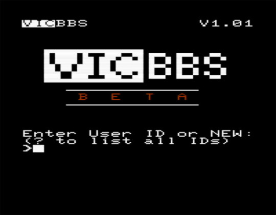 VIC-BBS Login Screen